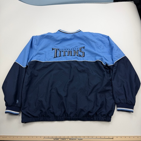 Tennessee Titans Jacket Mens 2XL Blue Pullover Windbreaker Logo V Neck - Picture 11 of 16